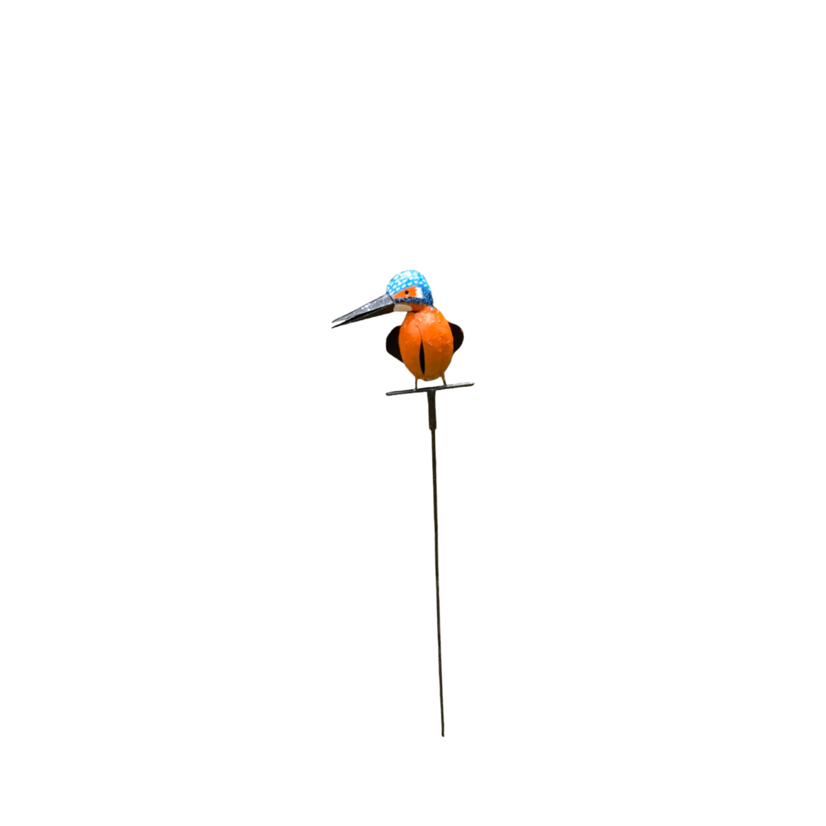 Metal pequeño kingfisher en el palo