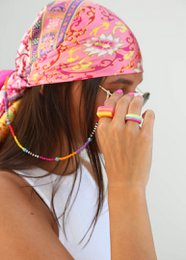 Satijnen bandana sjaal barok pink
