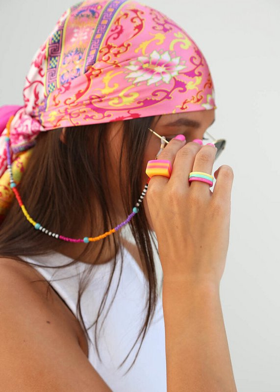 Satijnen bandana sjaal barok pink