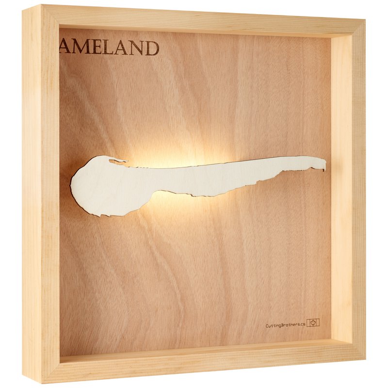 MAPA DE LUZ DE ISLA DE MADERA 3D DE AMELAND (LED)