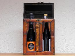 Vintage vinæske til 2 flasker - træ - klassisk
