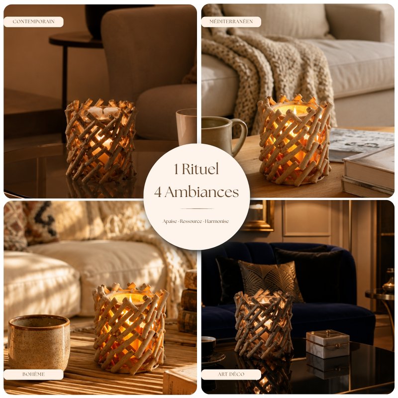 Soft Heat Diffuser – Calorya n°7 – Real Wood and Glass – Scents, Scented Waxes and Essential Oils – Decorative and Warm