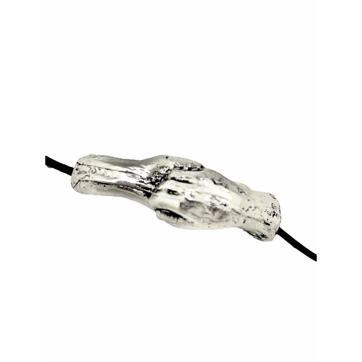 Silver Union Collar 925 10µ en zwart leer