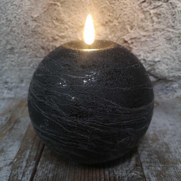 Candl LED bolkrs.+timer black 12cm (79012)