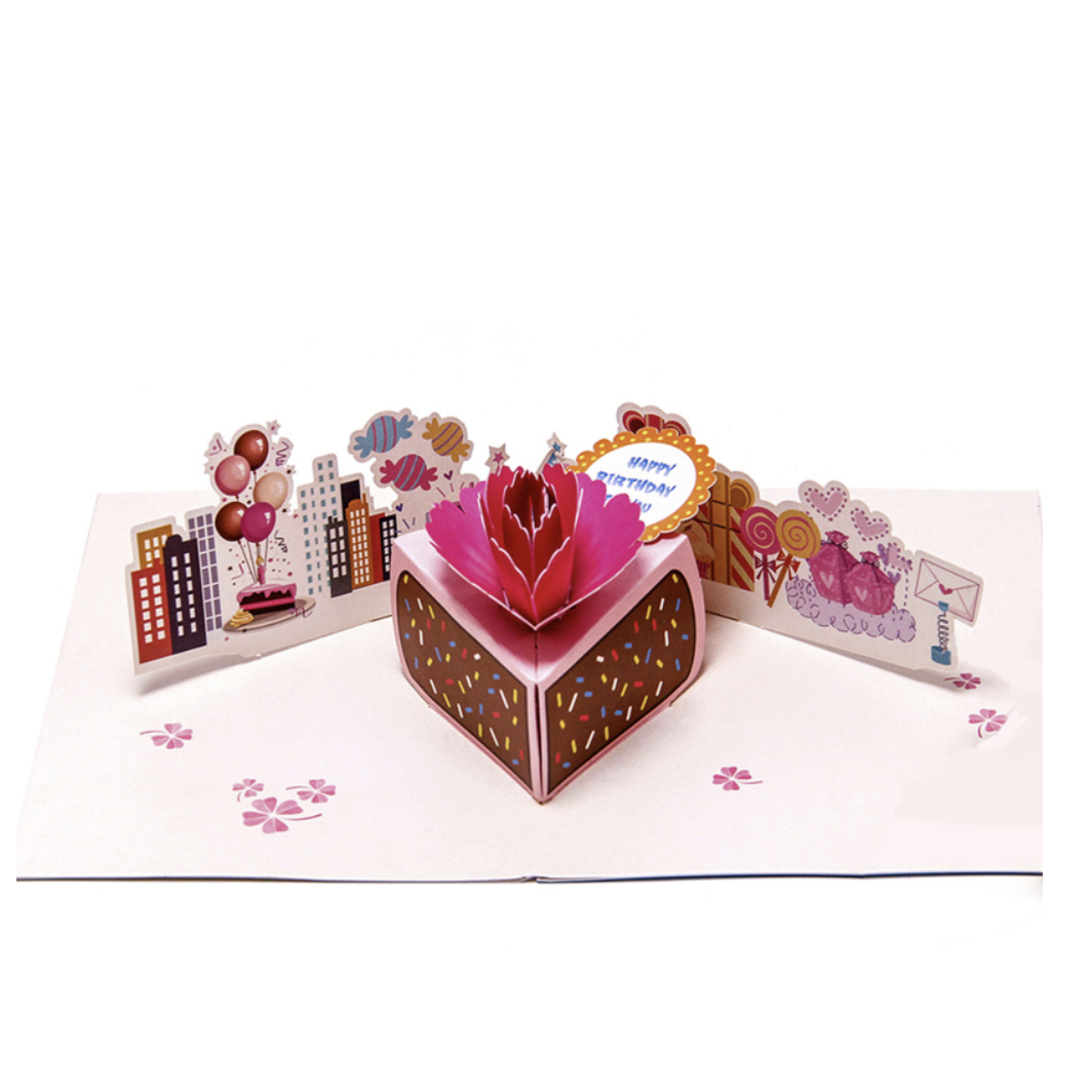 Pop up carte d'anniversaire gâteau d'anniversaire avec décorations Joyeux anniversaire