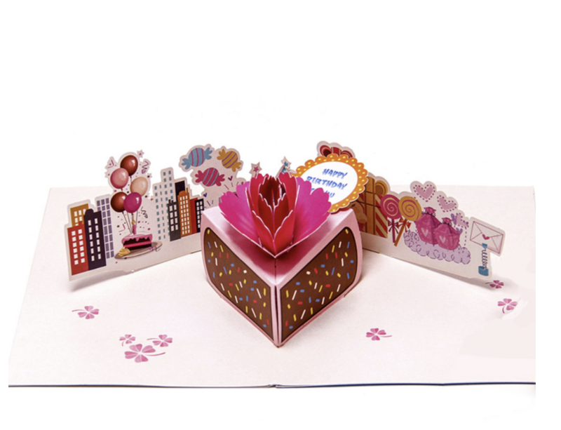 Pop up carte d'anniversaire gâteau d'anniversaire avec décorations Joyeux anniversaire