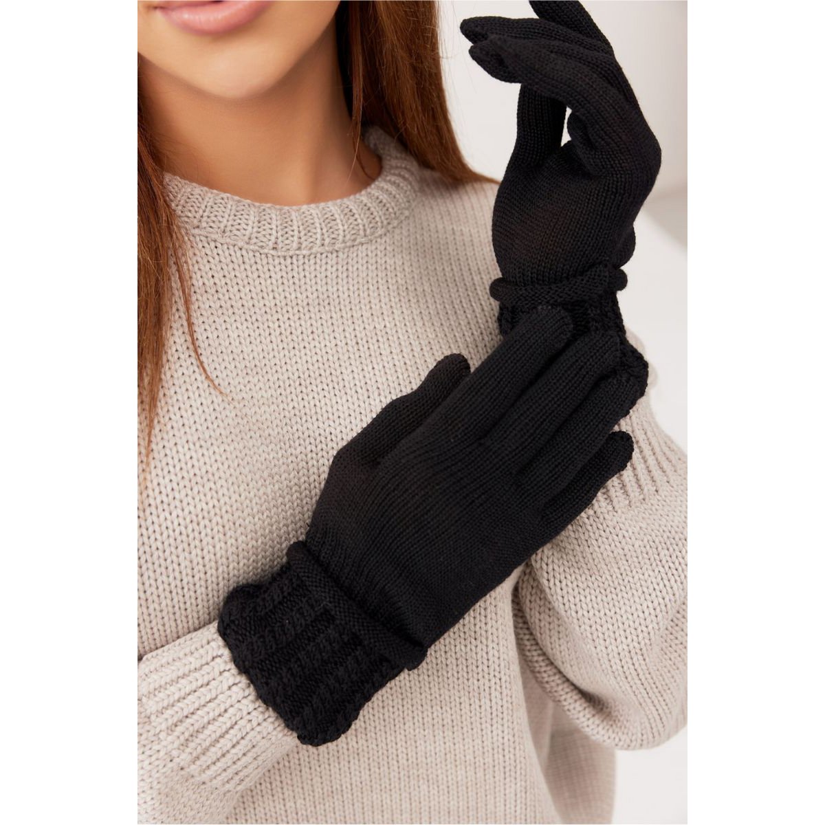 Rękawiczki KENDALL - 100% wełny merino – czarny