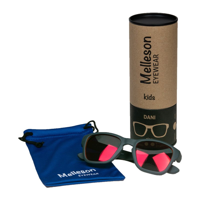 Children's sunglasses Dani 7+ years - size L - Dark gray with black / red revo coating lenses
