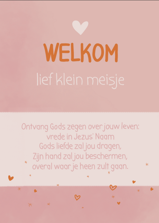 Christelijke kaart - Welkom lief klein meisje