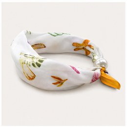 HS Pearl Scarf Satin Print Flowers - Multiple Prints