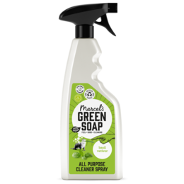 All-purpose cleaner spray with basil and vetiver scent, in a 500ml bottle.