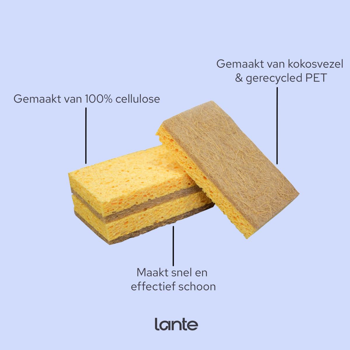 6x Lante natural scouring sponge - eco - coconut sponge
