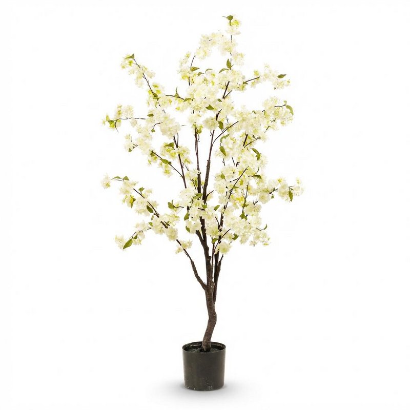 Kunstig plante - Prunus - Kirsebærblomst - Hvid - 135cm