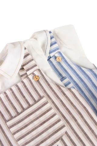 Gestreiftes Latzhosen-Set für Babys mit Hemd