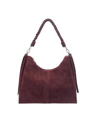 Borsa a tracolla in camoscio e vera pelle con tracolla, Made in Italy, art. 112754