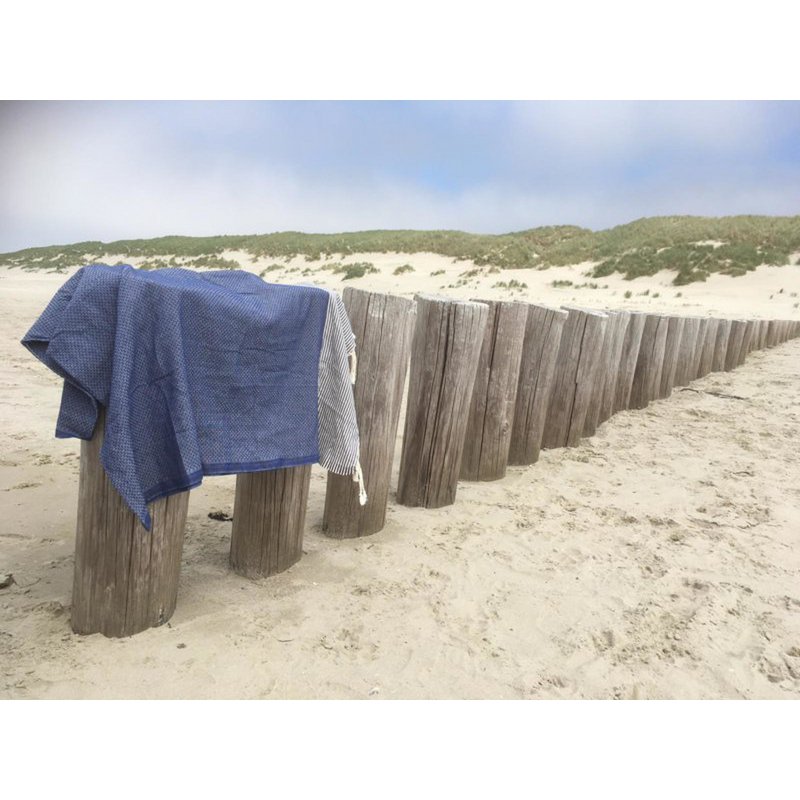Hammam Towel Fouta Waffle Stripes - Dark Blue - 100x200cm