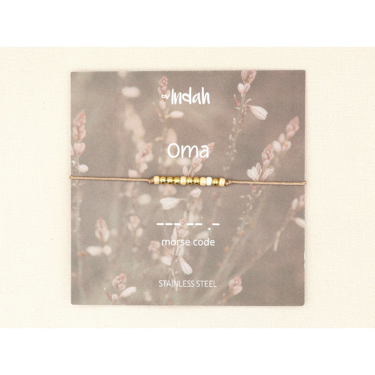 Morse code armband oma, roestvrij staal zilver of goud