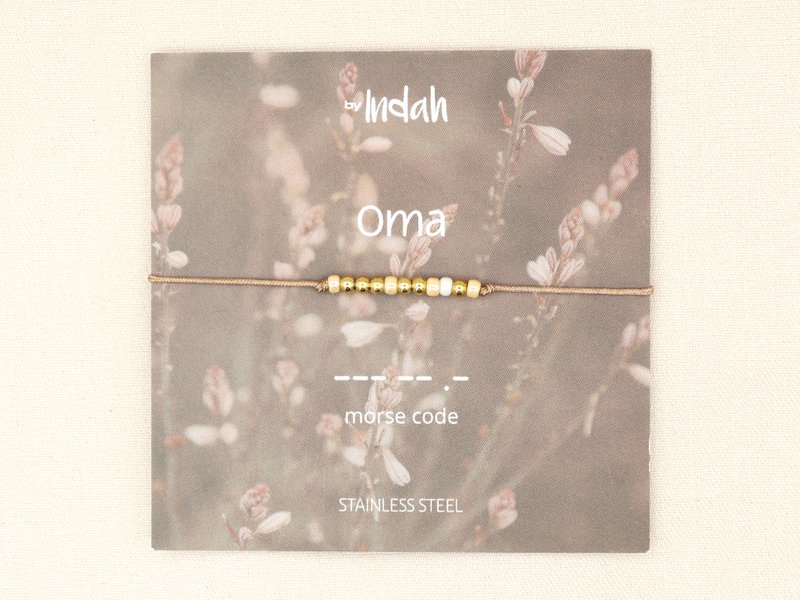 Morse code armband oma, roestvrij staal zilver of goud