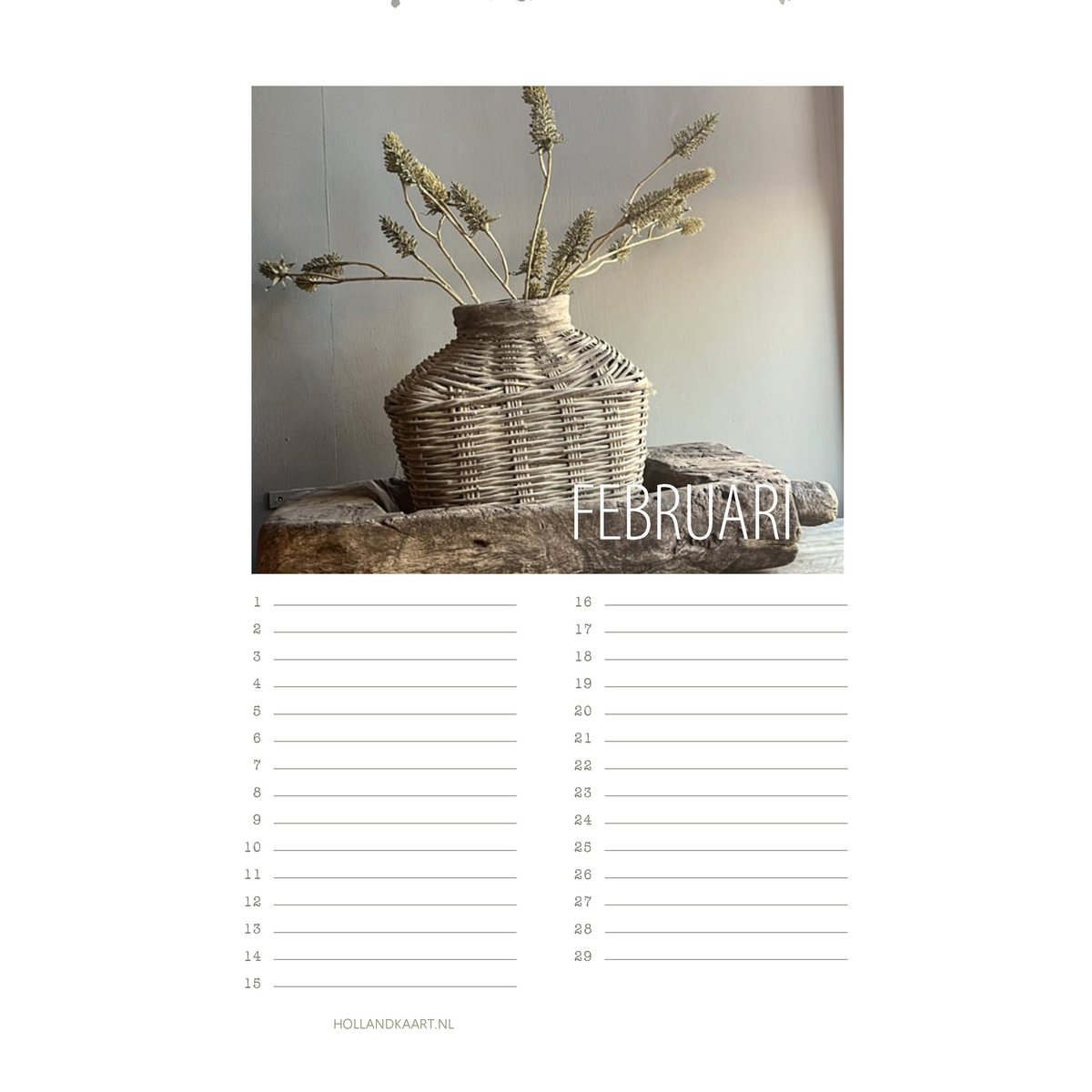 Calendario de cumpleaños No. 5 Rural/sobrio