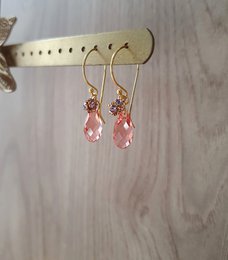 18K guldbelagte øreringe med Rose Peach østrigske krystaller