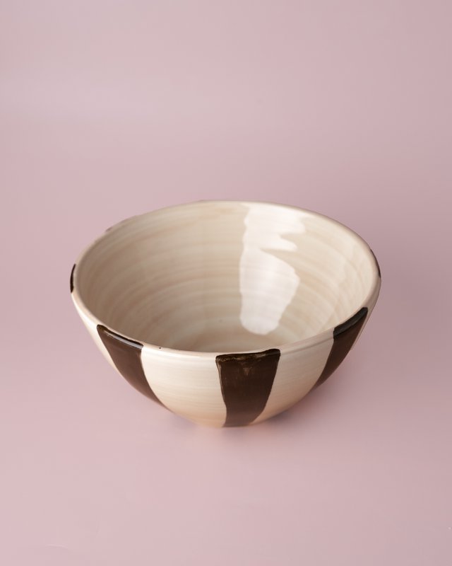 Ceramic Salad Bowl 21cm - Brown and Pink / Chocolate