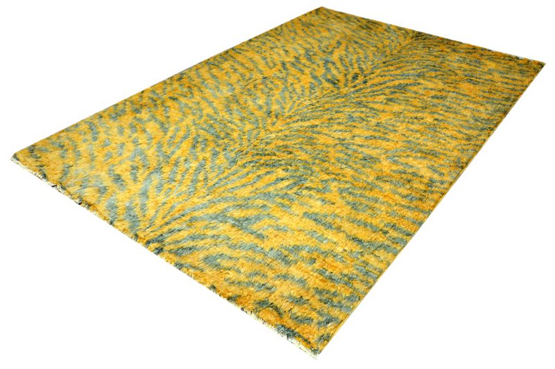 Moroccan Yellow Tiger Fluffy Shaggy Rug