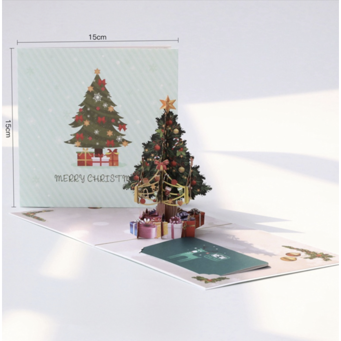 Popup Kerstkaart 3D kerstboom met cadeautjes pop-up kerstkaart met Berichtpaneel