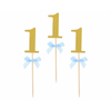Prikkers 1 goud met blauw strikje - 10 stuks