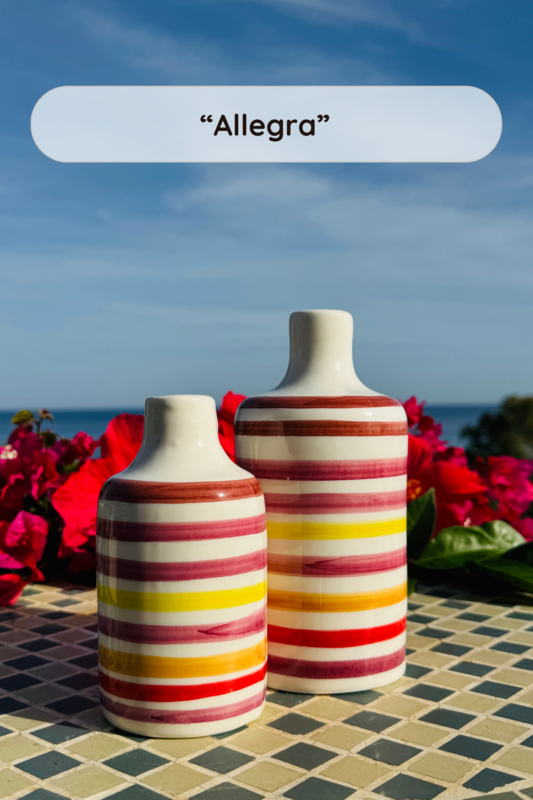 Handgemachte Ölflasche Ölspender Ölkännchen Keramikflasche "Vivace" für Olivenöl & Essig aus Italien 250/500ml
