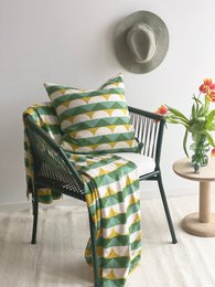 Toby Green Jacquard Throw – Blødt børstet bomuld