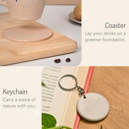 Cesti regalo Ecofy Earth Friendly Diwali | Tazza stampata Diya, sottobicchiere, portachiavi, candela, sacchetto regalo, biglietto