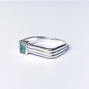 Zilveren neerwaartse ring