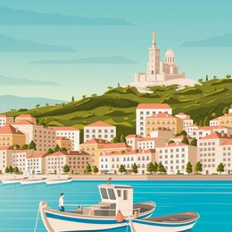 Marsylia plakat w stylu vintage | Plakat Miasto Marsylia Prowansja Lazurowe Wybrzeże Francja