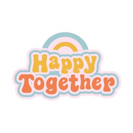 Decorative tile with a colorful "Happy Together" text and rainbow design. Suitable for home decor or as a gift.