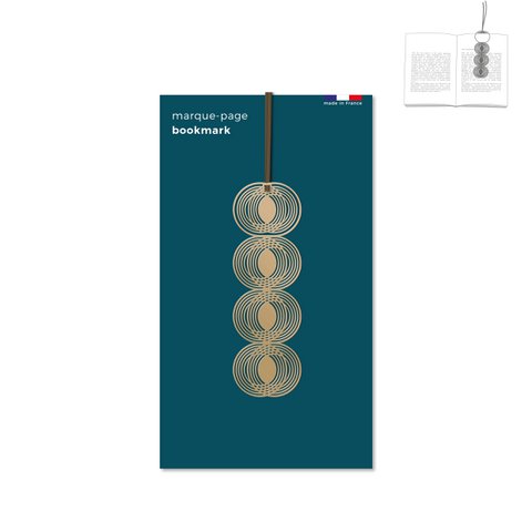 metalen bladwijzer / clip met lint - gouden cirkel