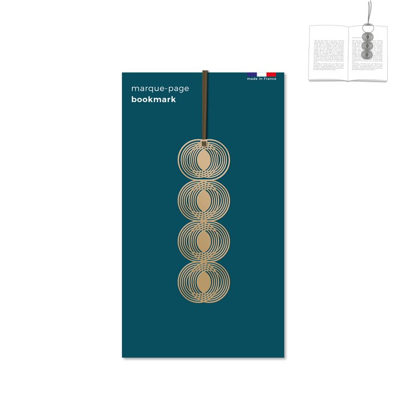 metal bookmark / clip with ribbon - gold circle