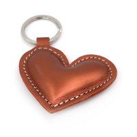 Copper Colour Heart Handmade Leather Keychain