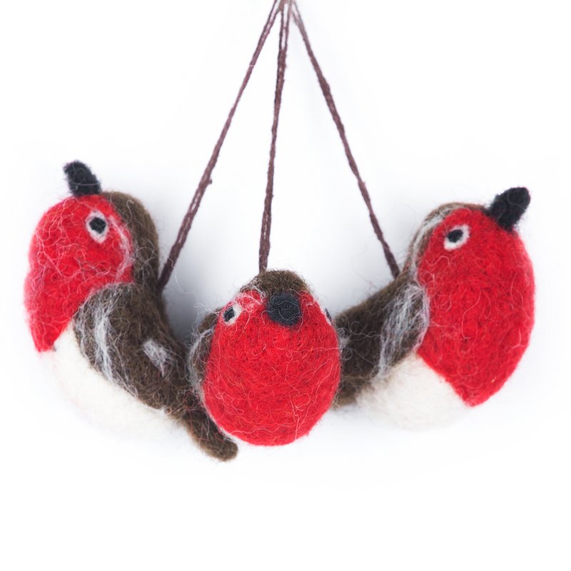 Baby Red Robins (Bolsa de 3) Colgante Biodegradable Árbol de Navidad Decoración