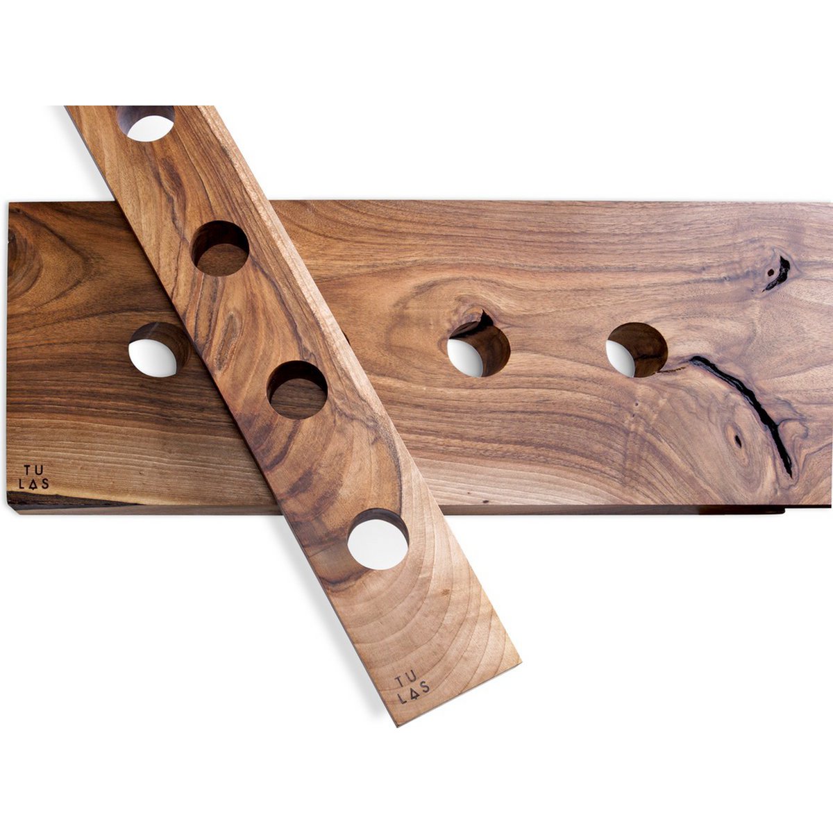Tu Las™ Portabotellas de madera que incluye copas de vino y portacopas de champán - 94 x 22 x 4 cm - Portabotellas de vino flotante - Montaje en pared - Madera de nogal