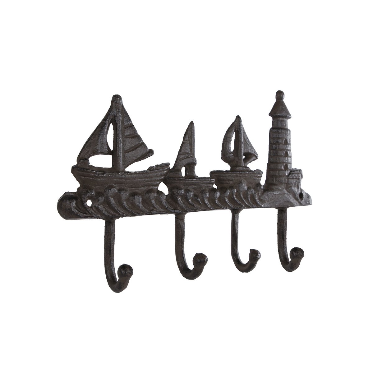 Wall hook Port 4 hooks brown metal