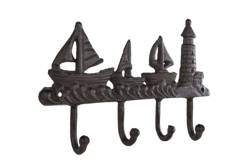Wall hook Port 4 hooks brown metal
