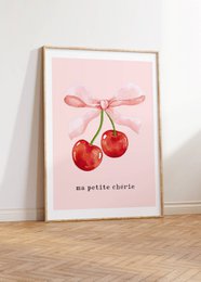 Ma petite cherie print, ma cherie poster, cherry poster, bow poster, Coquette print, pink girls room poster, girls nursery poster 