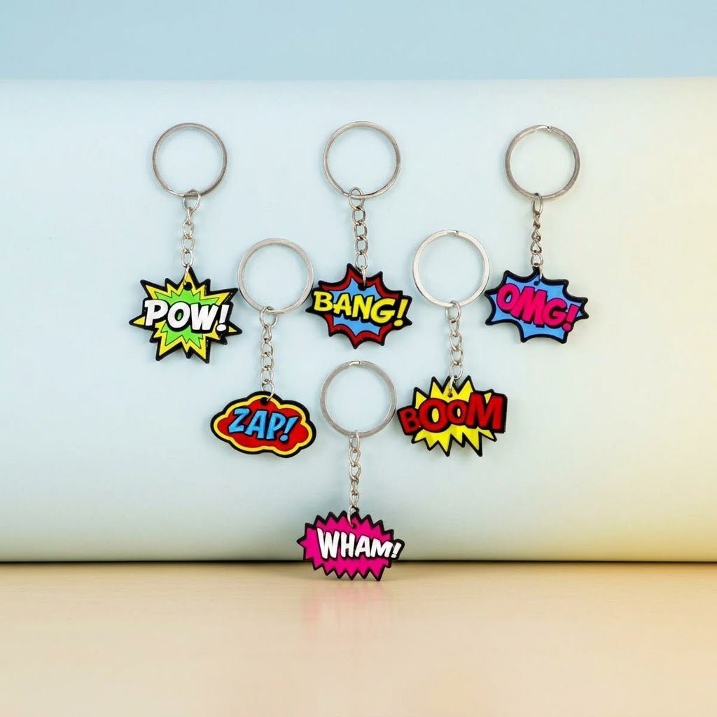 Comic Style Keychain Superhero Key Ring