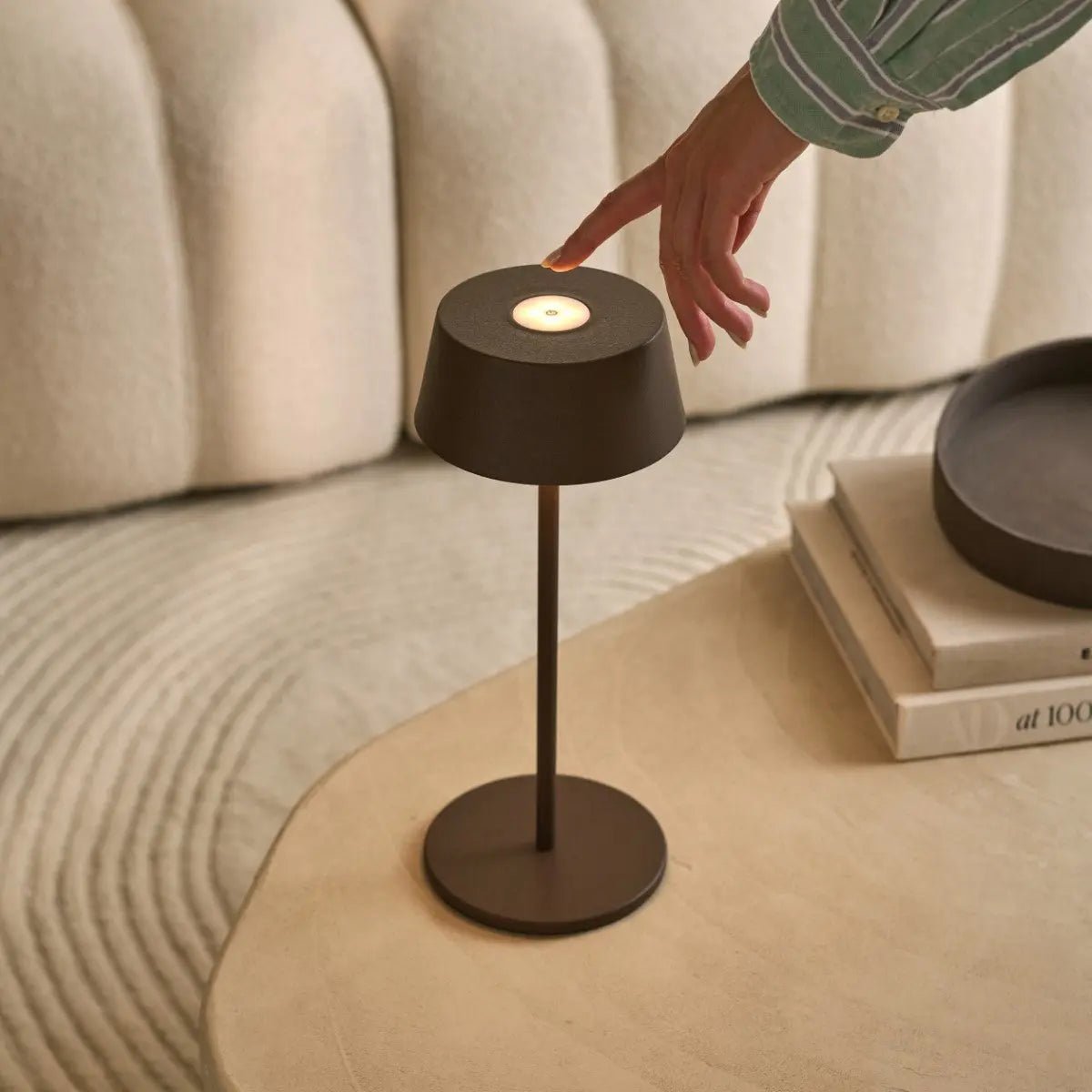 Hugo Mocha Brown Rechargeable Table Lamp