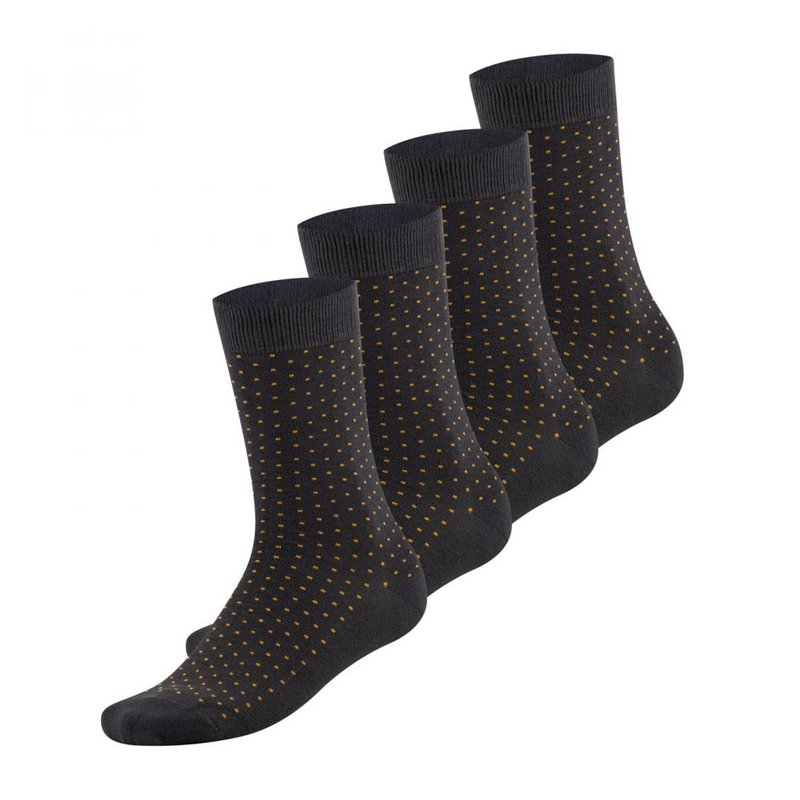 Bambus Bambusstrømper 4 par prikket grå/orange