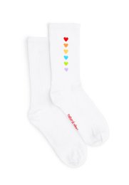 Calzini biologici Love4all - calzini da tennis bianchi con cuori colorati
