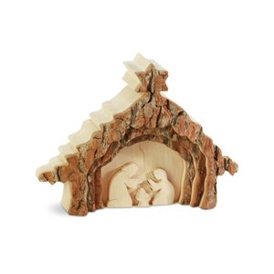 Thankgoods Handmade Bark Wood Nativity Figure - Natural Nativity Scene Decoration for Christmas