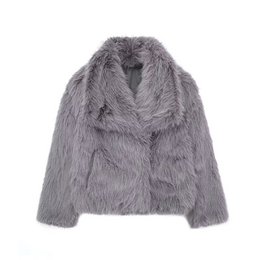 Winter Plush Coat Fashion Warm Thicken Fluffy Lapel Jacket Outwear Casual Long Sleeve Tops Womens Clothing