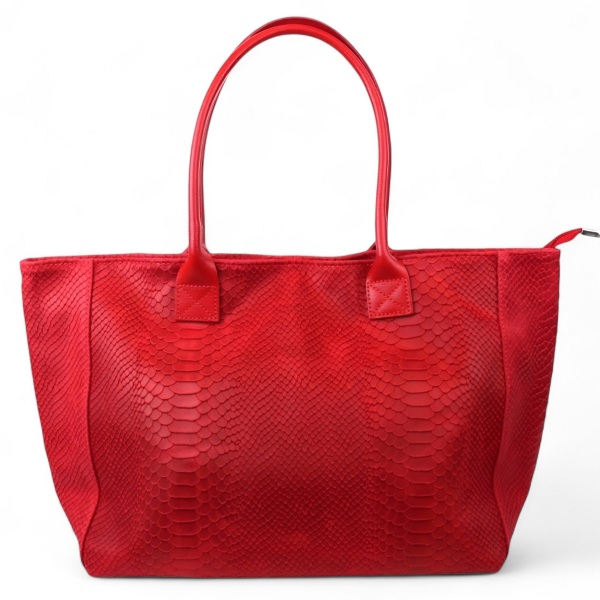 LOLA – Italiaanse leren tas met python-reliëf – Rood