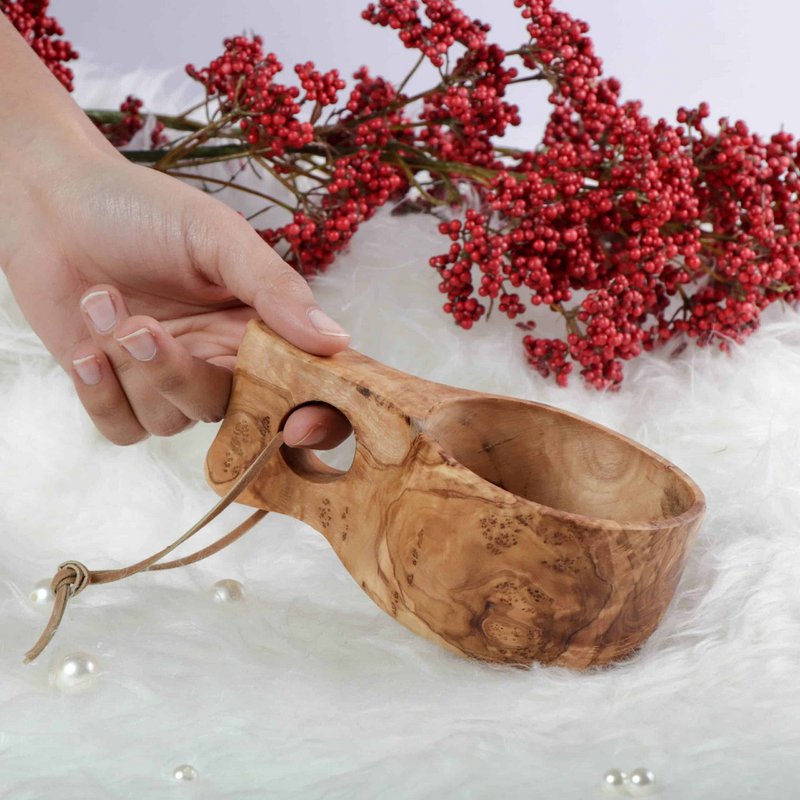 Tazza Kuksa realizzata a mano in legno d'ulivo – Tazza da campeggio in legno